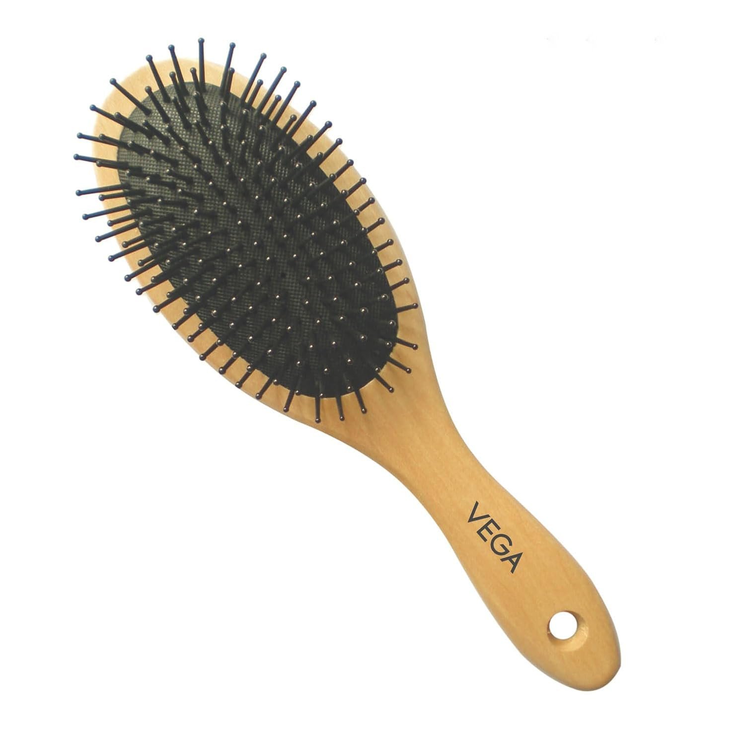 Vega Wooden Bamboo Cushion Brush (India's No.1* Hair Brush Brand) For Men and Women E2 CBB