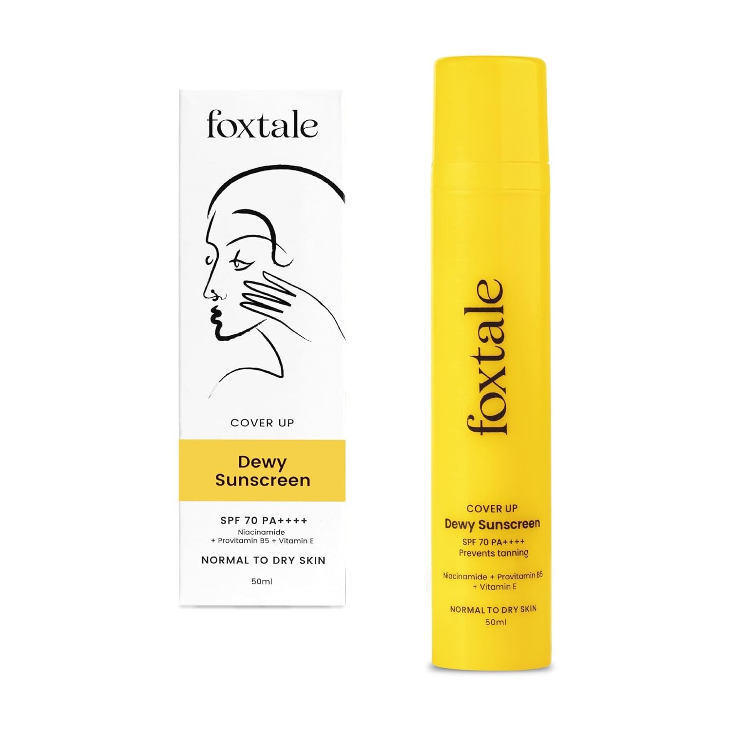 FoxTale Spf 70 Niacinamide Dewy Sunscreen With Pa++++ For Dewy Sun Protection|Tan Protection|Lightenweight|No White Cast|Non Greasy|Anti-Tan Formula|For Spot Depigmentation|Men & Women|50 Ml