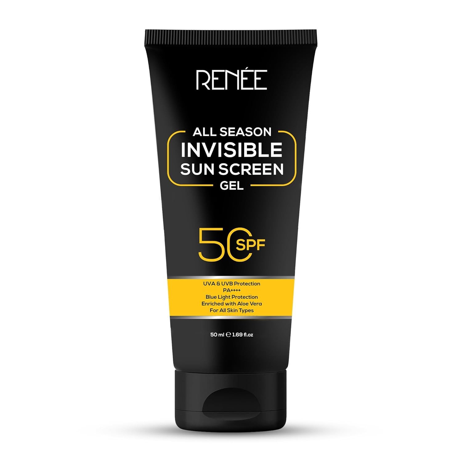 RENEE All Season Invisible Sunscreen Gel 50ml, Spf 50 Broad Spectrum Pa++++, Uva, Uvb & Blue Light Protection | No White Cast, Transparent, Non-greasy, Quick Absorb Gel Texture