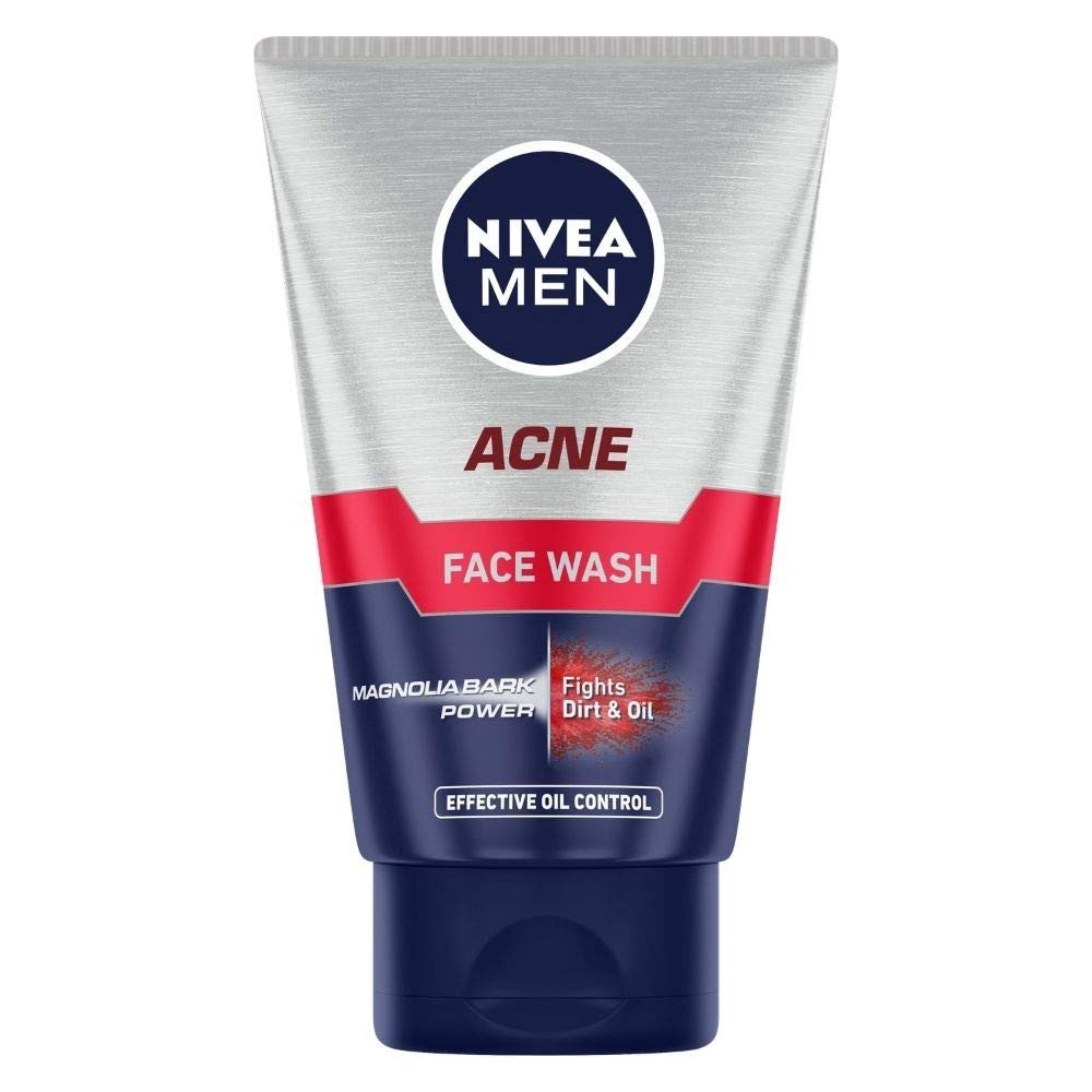 NIVEA MEN Acne Control Face Wash | With Magnolia Bark Extracts for 12 Hr Oil Control in Summer | Fights Dirt and Oil | For Oily Skin