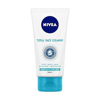 Nivea Women Face Wash, Total Face Cleanup, Acts As Face Wash, Face Scrub & Face Pack, 100 ml