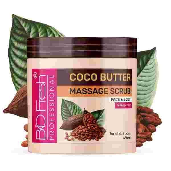 Biofresh Professional Coco Butter Massage Scrub Moisturizing and Exfoliating Body, Face, Hand, and Foot Scrub for Soft and Smooth Skin Removes Blackheads and Dirt Paraben Free for All Skin Types