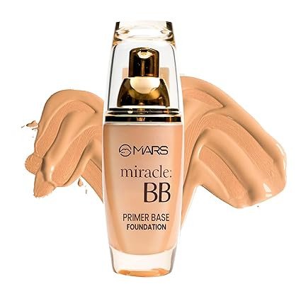 MARS Miracle BB Foundation With Primer Base, Oil Control & Poreless, Long Lasting Liquid Foundation Full Coverage, Matte All Skin Type (60ml)